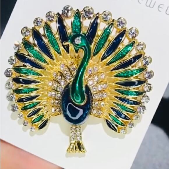 Peacock Brooch Pins Multicolor Enamel Unisex Animal Brooches size 4.7cmx4.7cm - Picture 6 of 6